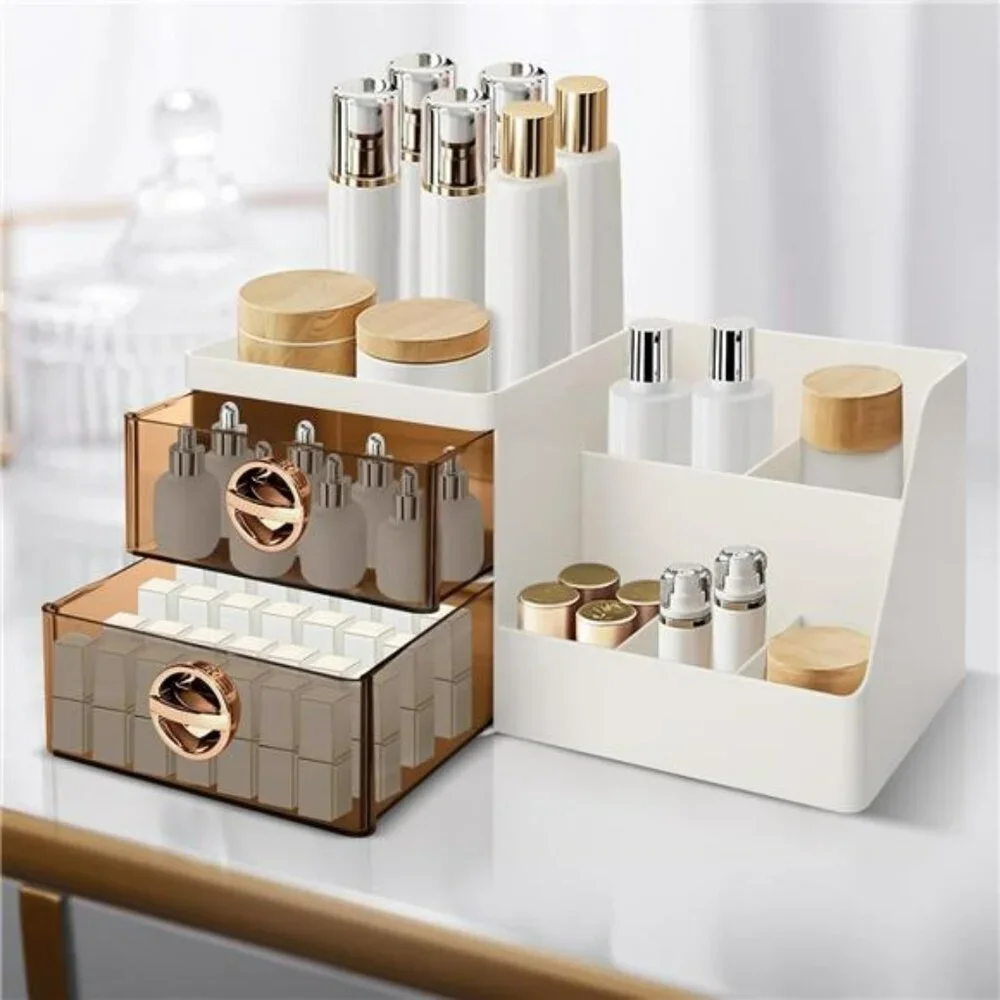 Makeup Organizer with Clear Drawers Large Vanity Skincare Storage Box